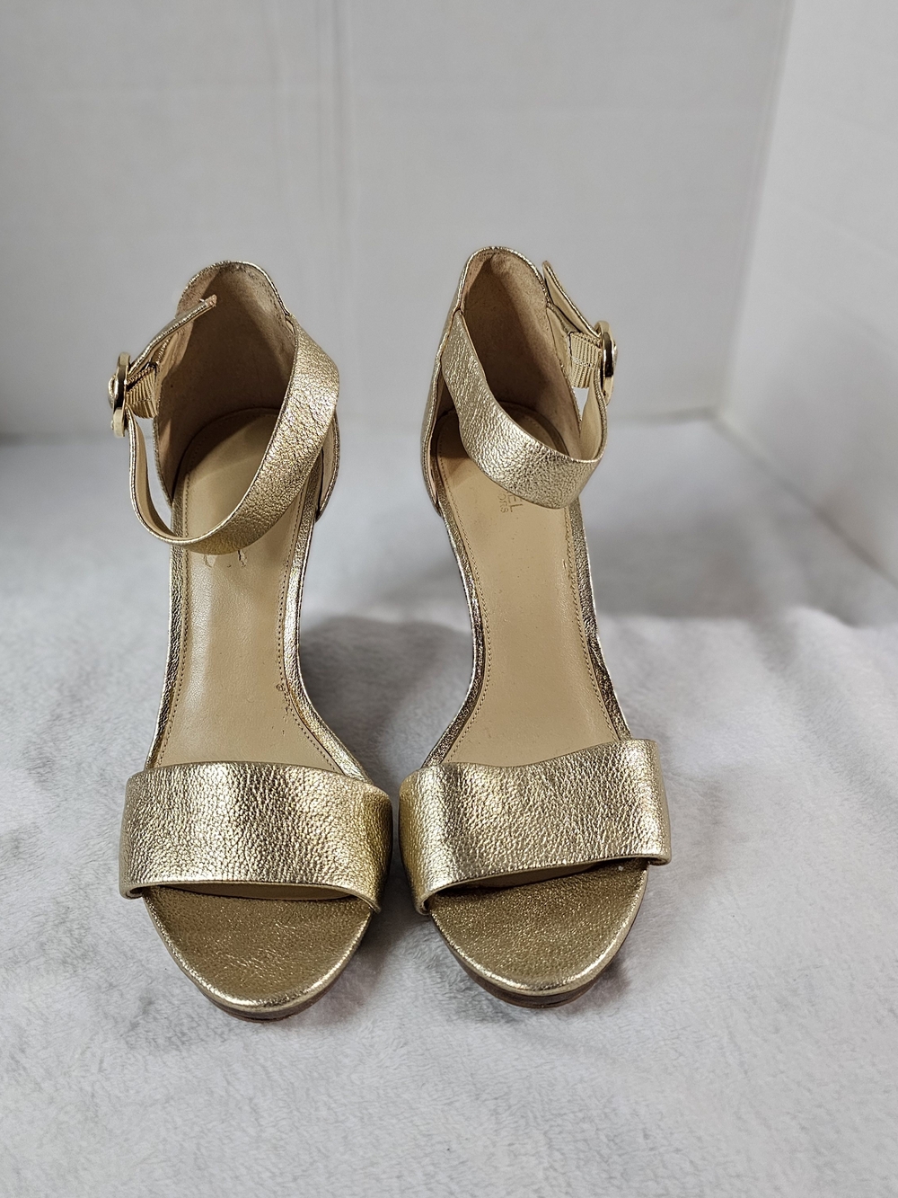Michael Kors Gold Ankle-Strap Heeled Sandals
